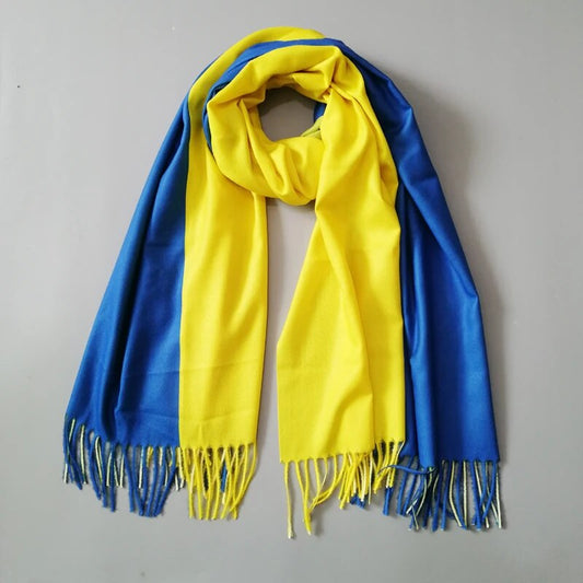 Cashmere Scarf for Women with Ukraine Flag colors, Beautiful Ukrainian Shawl