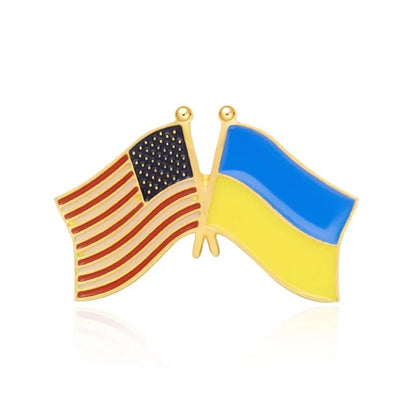 Ukraine and the United States Friendship Brooch, Ukrainian-American Flag Lapel Pin