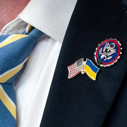 Ukraine and the United States Friendship Brooch, Ukrainian-American Flag Lapel Pin