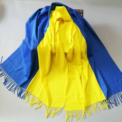 Cashmere Scarf for Women with Ukraine Flag colors, Beautiful Ukrainian Shawl